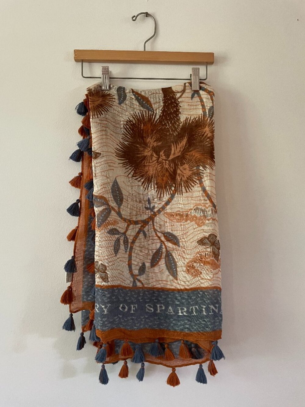 Spartina 449 Accessories Flowy Tassled Scarf 43.5" square